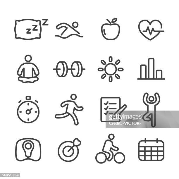 fitness und gesunde icon - line serie - early homo sapiens stock-grafiken, -clipart, -cartoons und -symbole