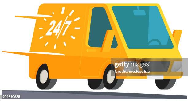 delivery truck - white work van stock illustrations