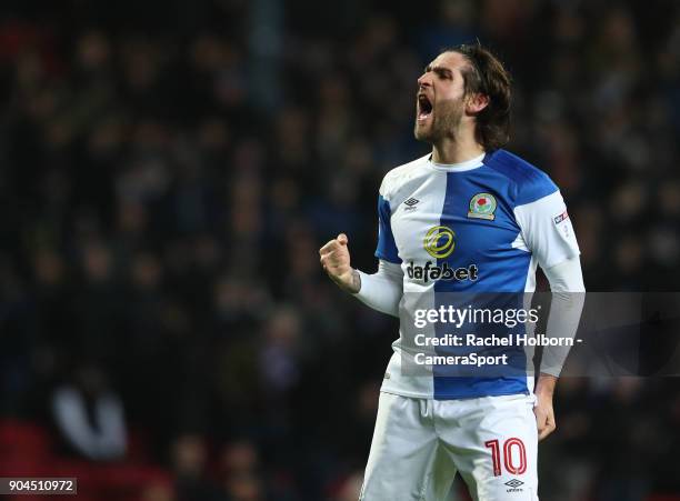 Blackburn Rovers' Danny Graham during the Sky Bet League One match between Blackburn Rovers and Shrewsbury Town at Ewood Park on January 13, 2018 in...