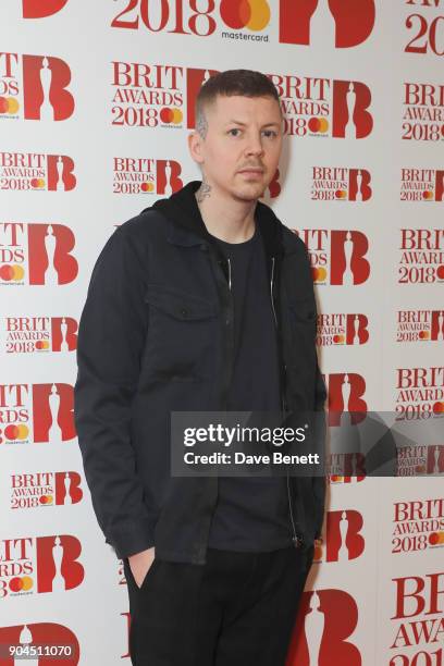 Images from this event are only to be used in relation to this event. Professor Green attends the BRIT Awards 2018 nominations at ITV Studios on...