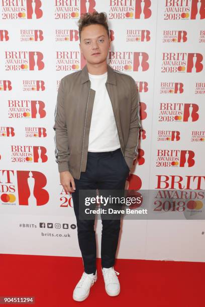 Images from this event are only to be used in relation to this event. Conor Maynard attends the BRIT Awards 2018 nominations at ITV Studios on...