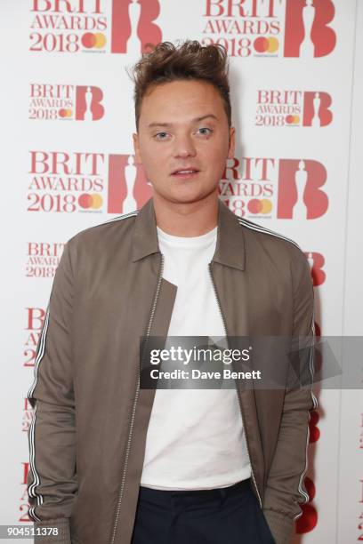 Images from this event are only to be used in relation to this event. Conor Maynard attends the BRIT Awards 2018 nominations at ITV Studios on...