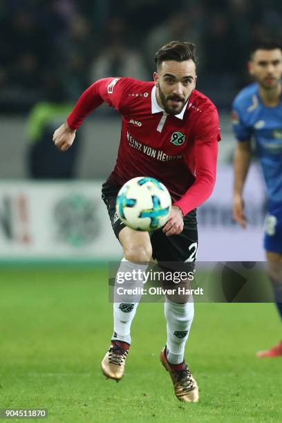 Kenan Karaman of Hannover in action during the Bundesliga match between Hannover 96 and 1. FSV Mainz 05 at HDI-Arena on January 13, 2018 in Hanover,...