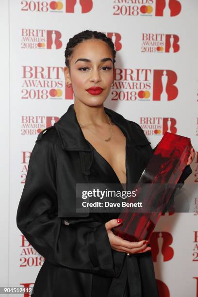 Images from this event are only to be used in relation to this event. Jorja Smith attends the BRIT Awards 2018 nominations at ITV Studios on January...