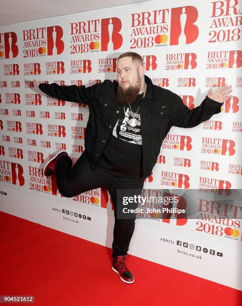 Images from this event are only to be used in relation to this event. Rag'n'Bone Man attends The BRIT Awards 2018 nominations photocall held at ITV...