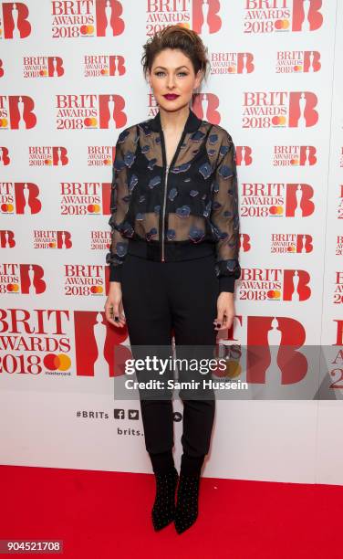 Images from this event are only to be used in relation to this event. Emma Willis attends The BRIT Awards 2018 nominations photocall held at ITV...