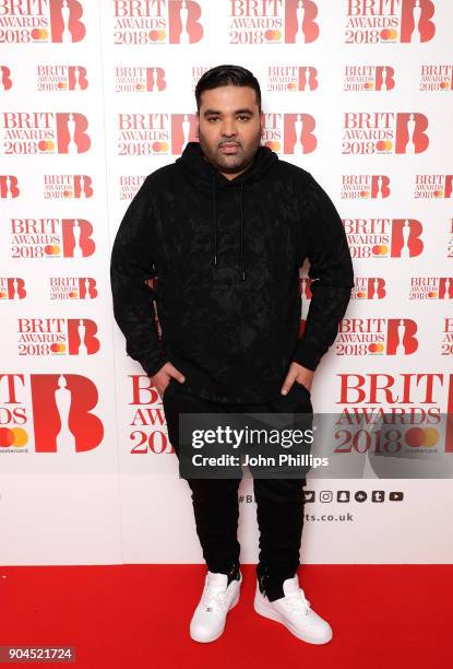 Images from this event are only to be used in relation to this event. Naughty Boy attends The BRIT Awards 2018 nominations photocall held at ITV...