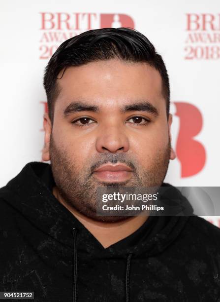 Images from this event are only to be used in relation to this event. Naughty Boy attends The BRIT Awards 2018 nominations photocall held at ITV...