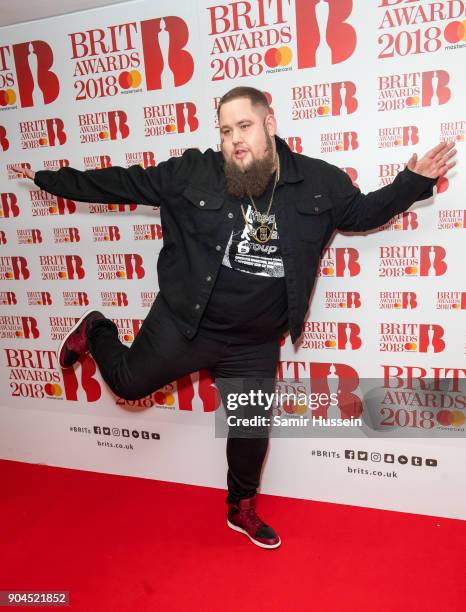 Images from this event are only to be used in relation to this event. Rag 'n' Bone Man attends The BRIT Awards 2018 nominations photocall held at ITV...