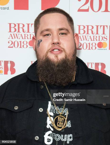 Images from this event are only to be used in relation to this event. Rag 'n' Bone Man attends The BRIT Awards 2018 nominations photocall held at ITV...