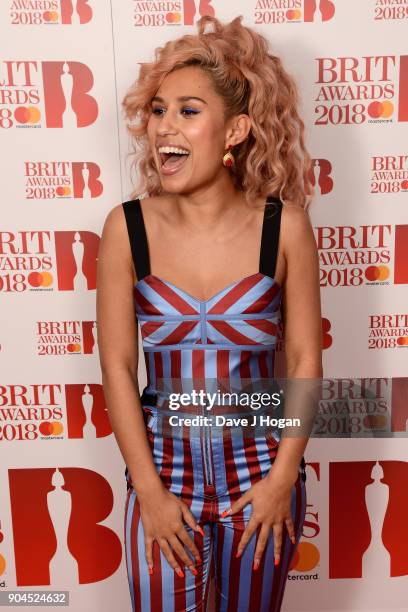 Images from this event are only to be used in relation to this event. Raye attends The BRIT Awards 2018 nominations photocall held at ITV Studios on...