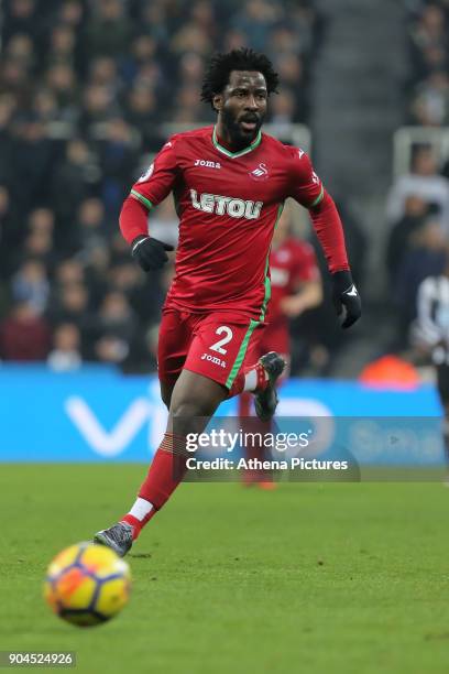 Wilfried Bony of Swansea City in action during the Premier League match between Newcastle United and Swansea City at St James' Park on January 13,...