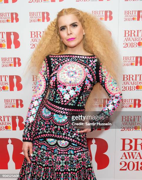 Images from this event are only to be used in relation to this event. Paloma Faith attends The BRIT Awards 2018 nominations photocall held at ITV...