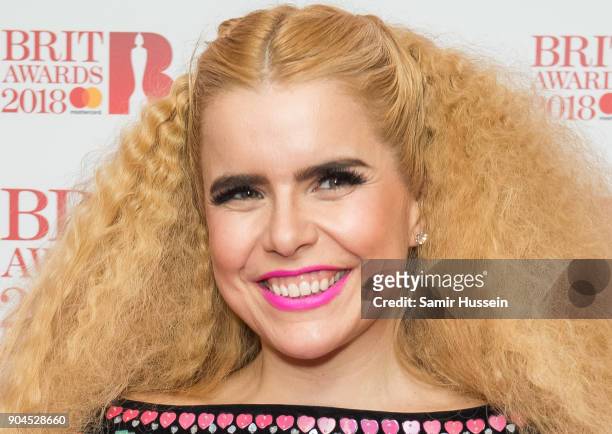 Images from this event are only to be used in relation to this event. Paloma Faith attends The BRIT Awards 2018 nominations photocall held at ITV...