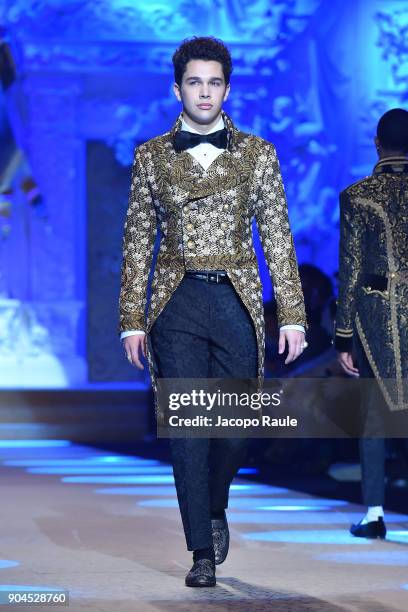 Austin Mahone walks the runway at the Dolce & Gabbana show during Milan Men's Fashion Week Fall/Winter 2018/19 on January 13, 2018 in Milan, Italy.