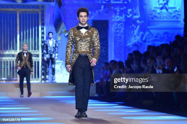 Austin Mahone walks the runway at the Dolce & Gabbana show during Milan Men's Fashion Week Fall/Winter 2018/19 on January 13, 2018 in Milan, Italy.