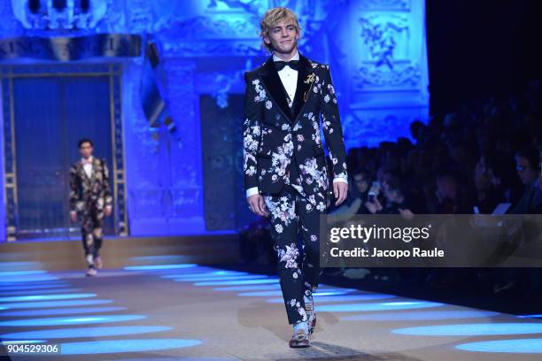 Ross Lynch walks the runway at the Dolce & Gabbana show during Milan Men's Fashion Week Fall/Winter 2018/19 on January 13, 2018 in Milan, Italy.