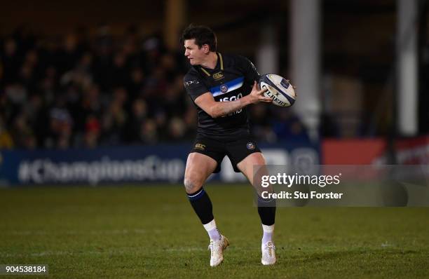 Bath player Freddie Burns in action during the European Rugby Champions Cup match between Bath Rugby and Scarlets at Recreation Ground on January 12,...