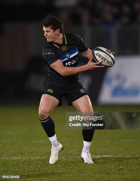 Bath player Freddie Burns in action during the European Rugby Champions Cup match between Bath Rugby and Scarlets at Recreation Ground on January 12,...
