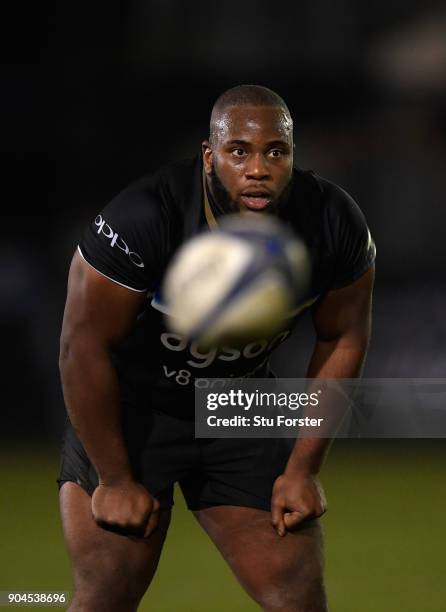 Beno Obano of Bath in action during the European Rugby Champions Cup match between Bath Rugby and Scarlets at Recreation Ground on January 12, 2018...