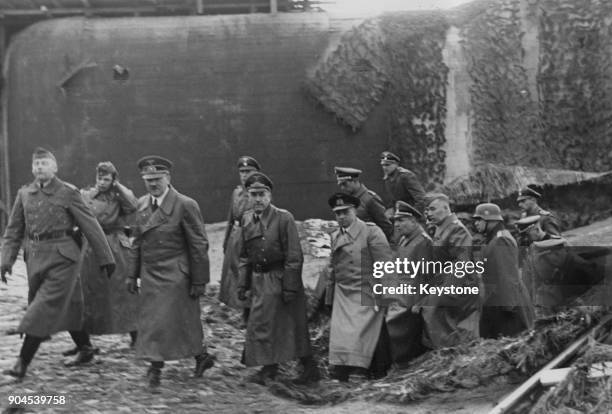 German Chancellor Adolf Hitler visits the Siegfried Line, accompanied ...