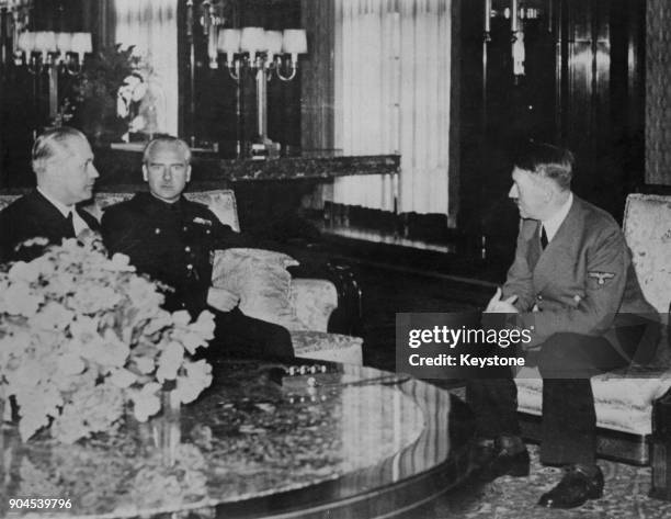 German Chancellor Adolf Hitler in the Reich Chancellery in Berlin, Germany, with Spanish Foreign Minister Ramon Serrano Suner , 25th September 1940....