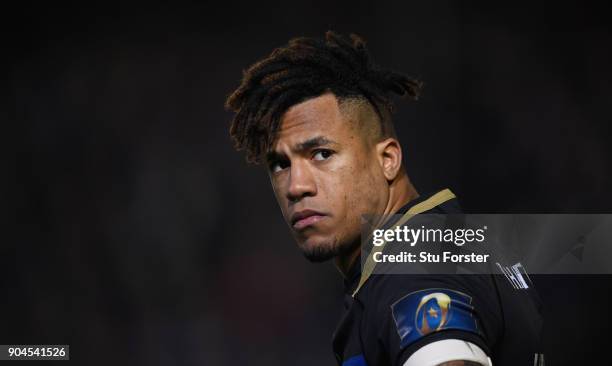 Bath player Anthony Watson looks on during the European Rugby Champions Cup match between Bath Rugby and Scarlets at Recreation Ground on January 12,...