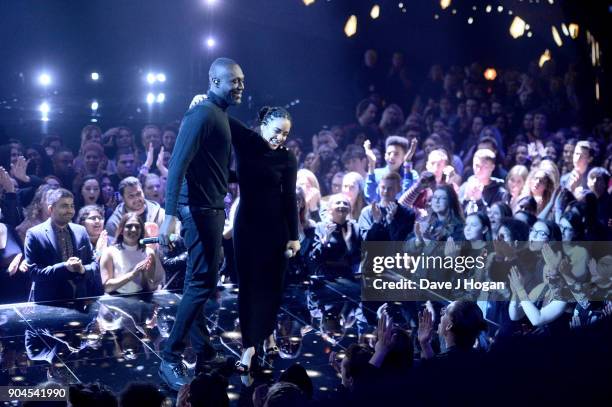 Images from this event are only to be used in relation to this event. Stormzy and Jorja Smith perform at The BRIT Awards 2018 nominations held at ITV...