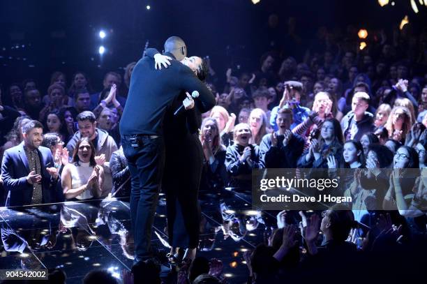 Images from this event are only to be used in relation to this event. Stormzy and Jorja Smith perform at The BRIT Awards 2018 nominations held at ITV...