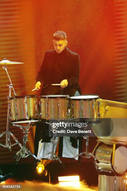 Images from this event are only to be used in relation to this event. Luke Patterson of Clean Bandit performs at the BRIT Awards 2018 nominations at...