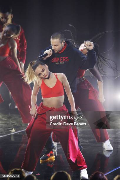 Images from this event are only to be used in relation to this event. Liam Payne performs at the BRIT Awards 2018 nominations at ITV Studios on...