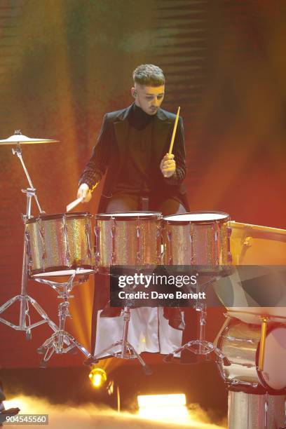 Images from this event are only to be used in relation to this event. Luke Patterson of Clean Bandit performs at the BRIT Awards 2018 nominations at...