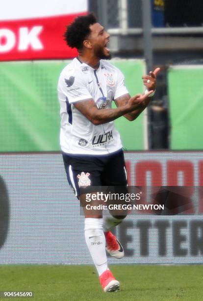 Kazim of Brazilian club Corinthians celebrates after scoring a first half goal against Scottish club Rangers FC during their Florida Cup soccer game...