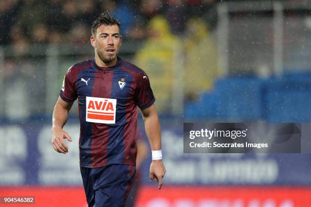 Sergi Enrich of SD Eibar during the La Liga Santander match between Eibar v Atletico Madrid at the Estadio Municipal de Ipurua on January 13, 2018 in...