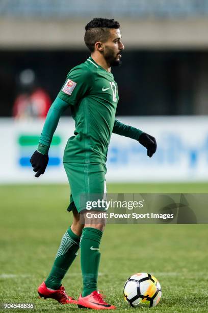 Mohammed Al Baqawi of Saudi Arabia in action during the AFC U23 Championship China 2018 Group C match between Jordan and Saudi Arabia at Changshu...