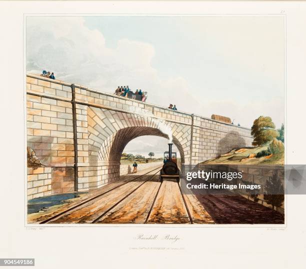 Rainhill Bridge, published 1831 . From 'Coloured Views on the Liverpool and Manchester Railway with plates of the Coaches, Machines, etc. From...