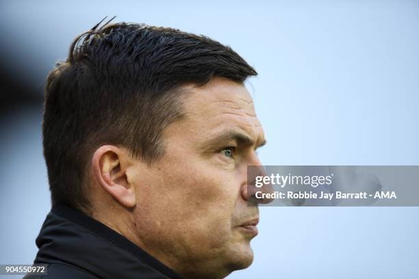 Paul Heckingbottom head coach / manager of Barnsley during the Sky Bet Championship match between Barnsley and Wolverhampton at Oakwell Stadium on...