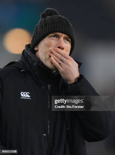 Ospreys coach Steve Tandy looks on before the European Rugby Champions Cup match between Bath Rugby and Scarlets at Recreation Ground on January 12,...