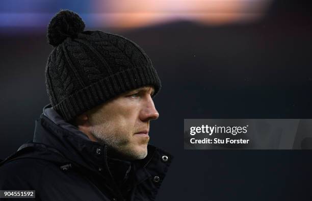 Ospreys coach Steve Tandy looks on before the European Rugby Champions Cup match between Bath Rugby and Scarlets at Recreation Ground on January 12,...