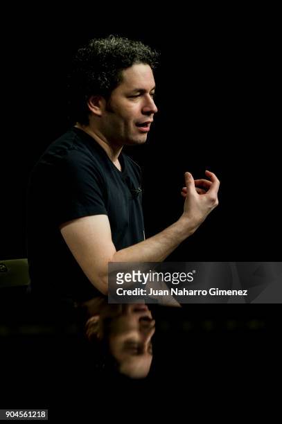 Gustavo Dudamel attends press conference at Royal Theater on January 13, 2018 in Madrid, Spain.
