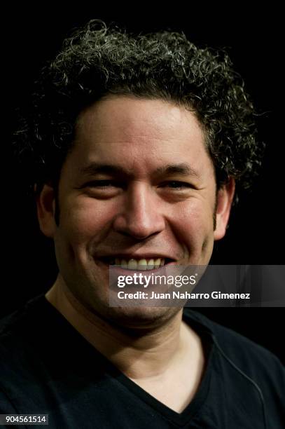 Gustavo Dudamel attends press conference at Royal Theater on January 13, 2018 in Madrid, Spain.