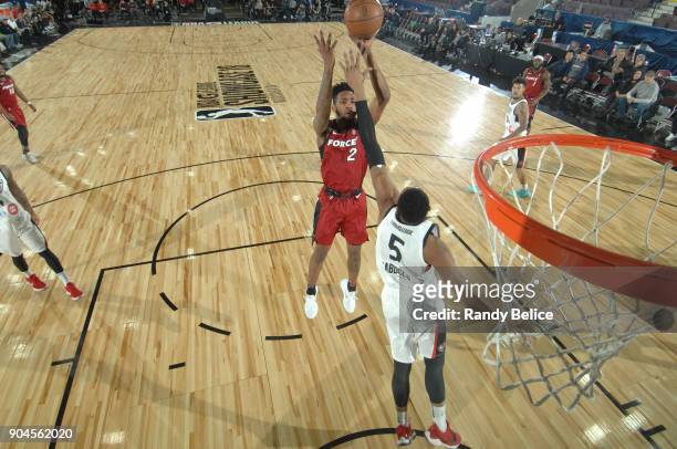 Derrick Jones Jr. #2 of the Sioux Falls Skyforce shoots the ball during the NBA G-League Showcase Game 22 between the Sioux Falls Skyforce and the...