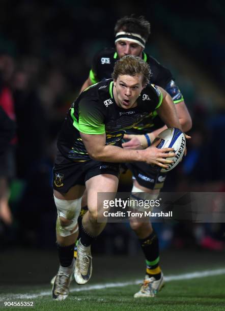 Tom Stephenson of Northampton Saints during the European Rugby Champions Cup match between Northampton Saints and ASM Clermont Auvergne at Franklin's...