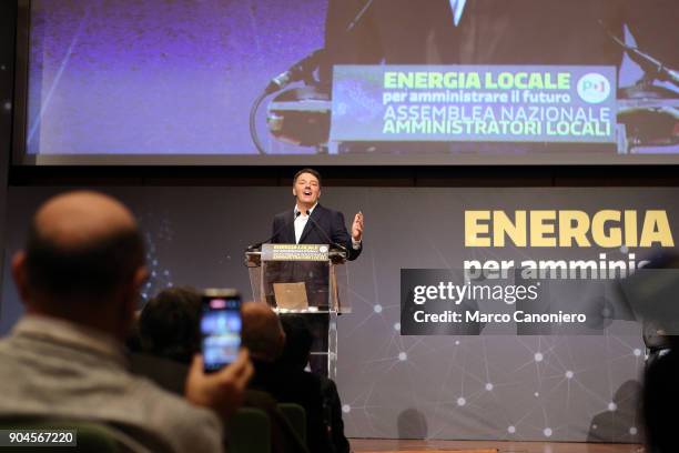 Italian Democratic Party leader Matteo Renzi speaks during the meeting Energia Locale per amministrare il futuro .