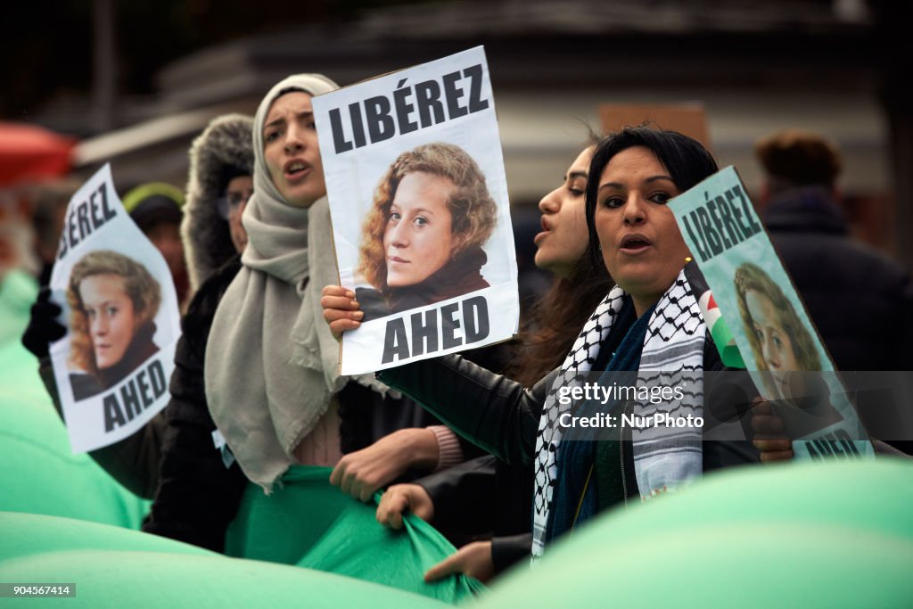 Demonstration In Support Of Ahed Tamimi in Toulouse