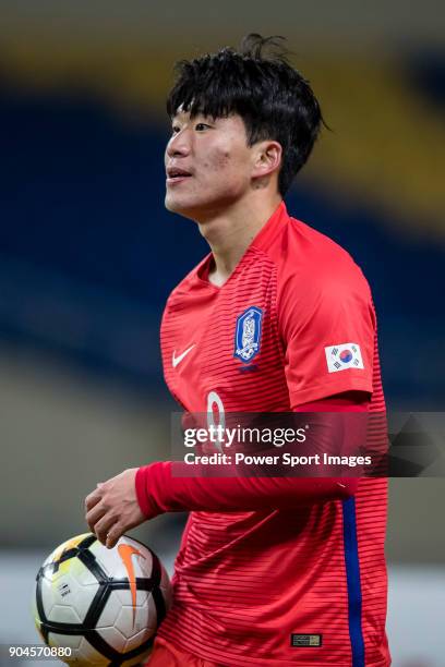 Lee Keun-Ho of South Korea reacts during the AFC U23 Championship China 2018 Group D match between South Korea and Vietnam at Kunshan Sports Center...