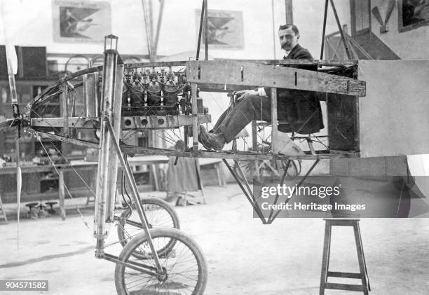 Louis Blériot sitting in his monopolane, c. 1920 ..