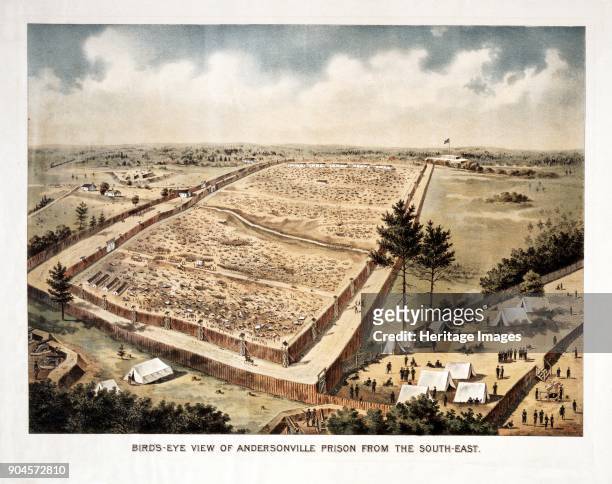 Bird's-Eye View of Andersonville Prison, from the South-East, pub. C.1890 ..