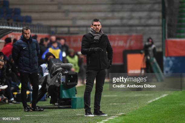 Jocelyn Gourvennec coach of Bordeaux during the Ligue 1 match between Troyes and Bordeaux on January 13, 2018 in Troyes, France.
