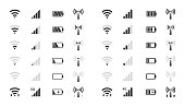 wifi level icons, signal strength indicator, battery charge